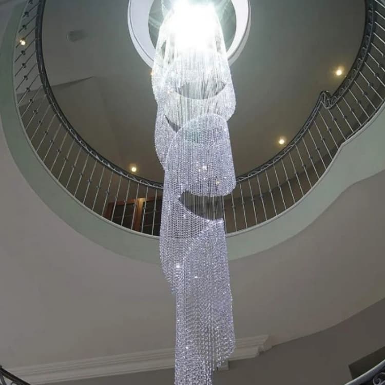 Overall view of the spiral staircase crystal ribbon