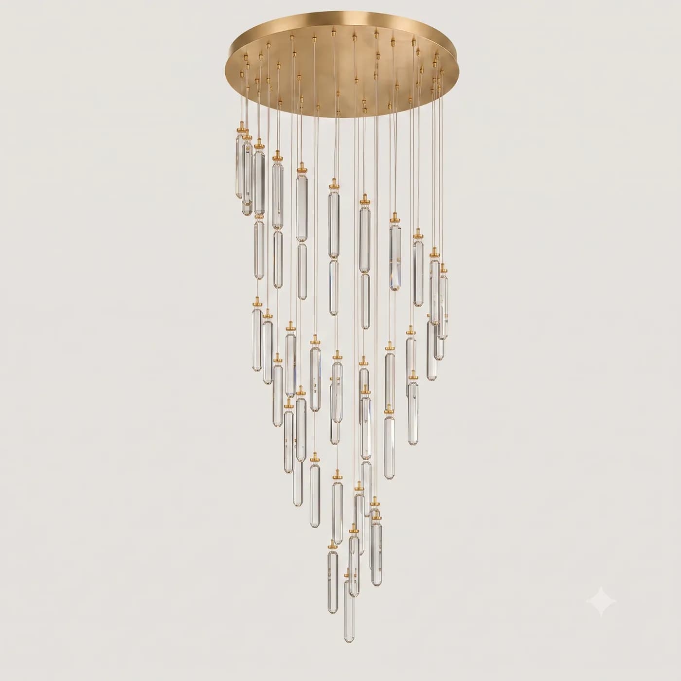 Grand Cascade chandelier with Rod crystal at 3000K color temperature.