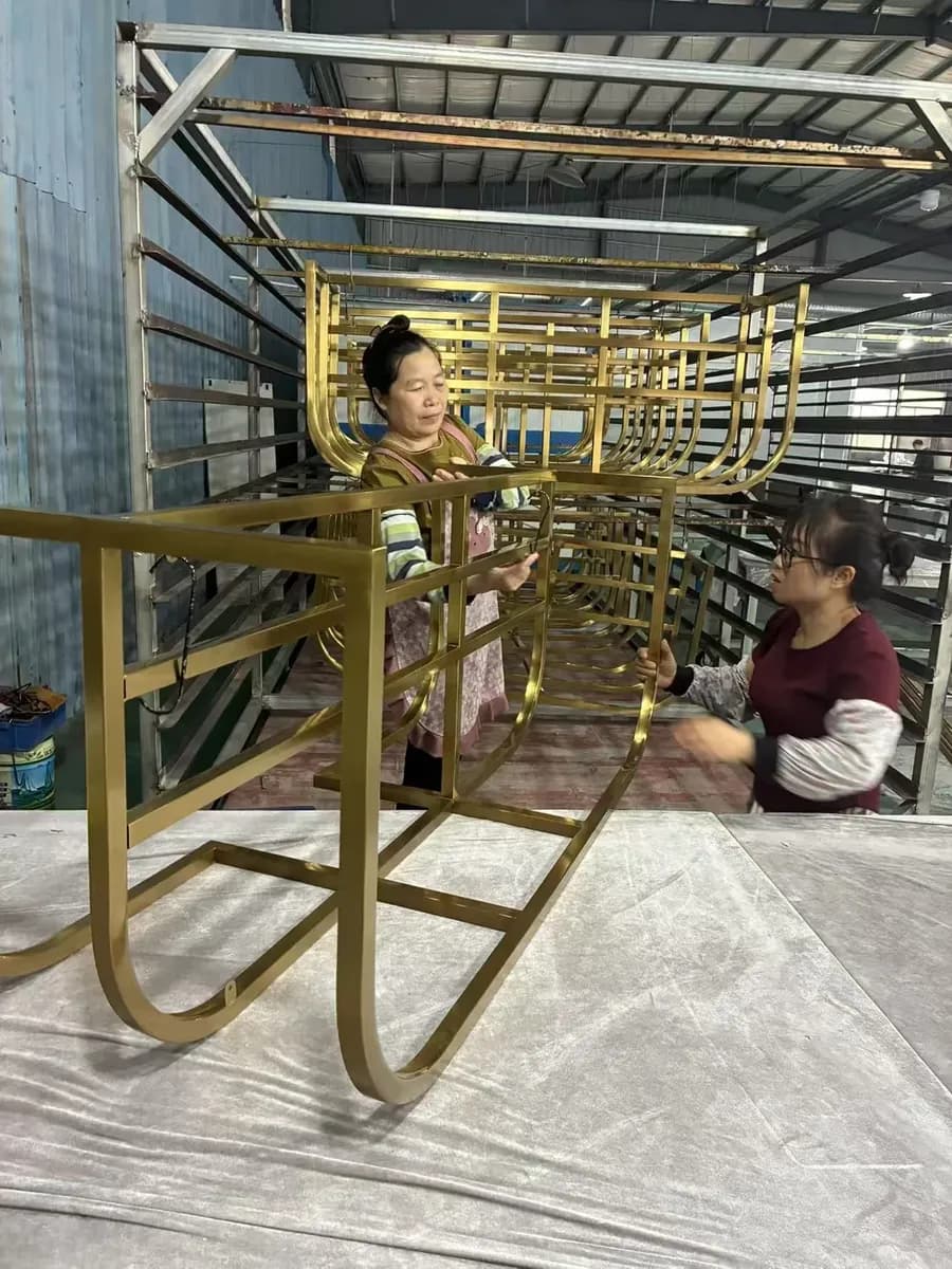 Hand assembly of a custom metal lighting structure
